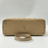 CHRISTIAN DIOR  Lambskin Cannage Large Lady Dior Beige