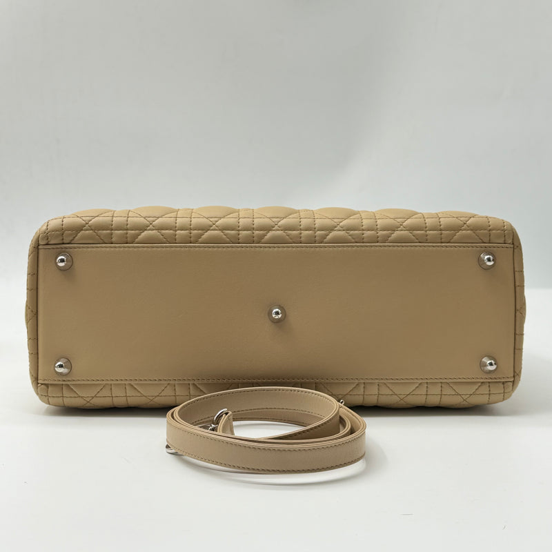 CHRISTIAN DIOR  Lambskin Cannage Large Lady Dior Beige