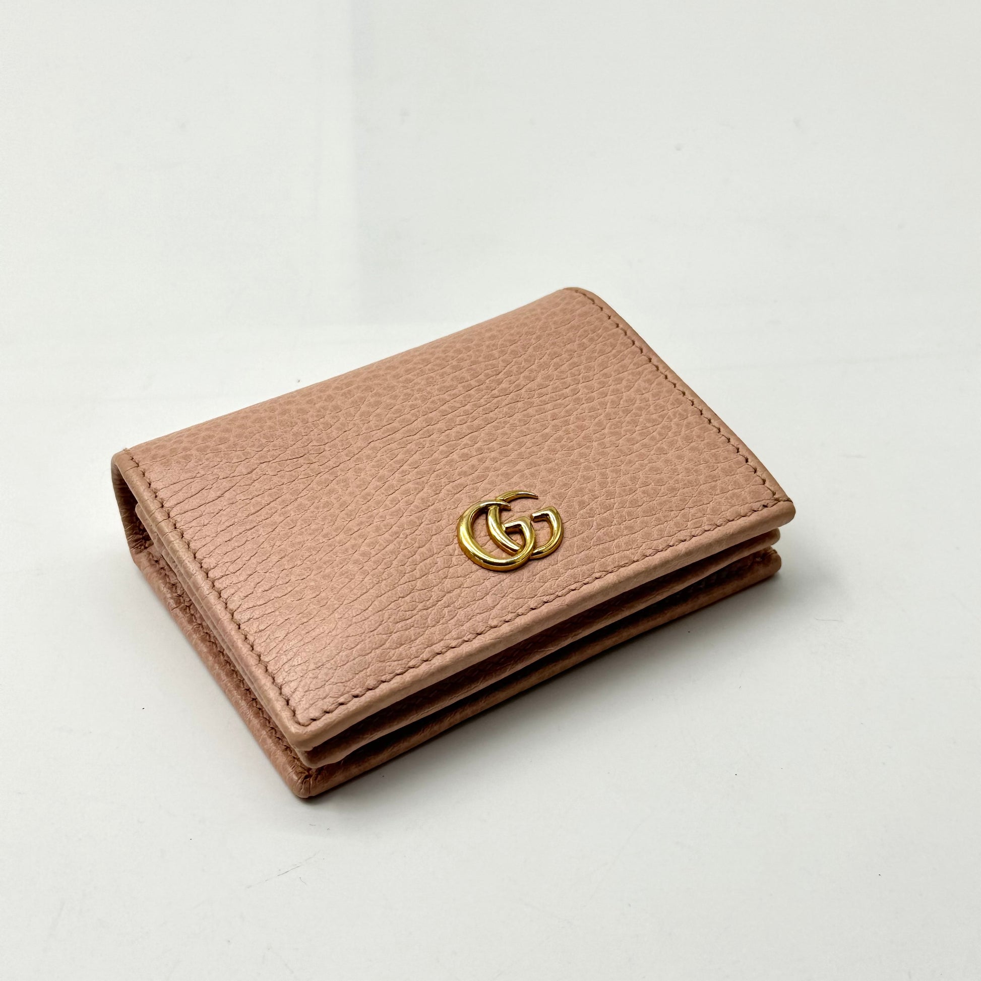 GUCCI Dollar Calfskin GG Marmont Card Case Perfect Pink