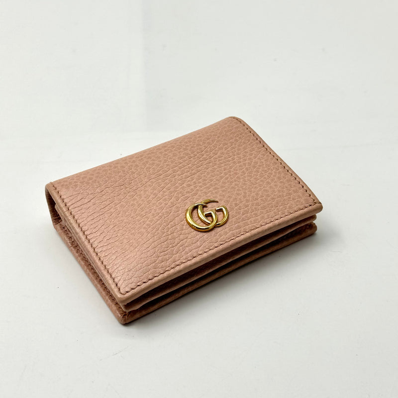 GUCCI Dollar Calfskin GG Marmont Card Case Perfect Pink