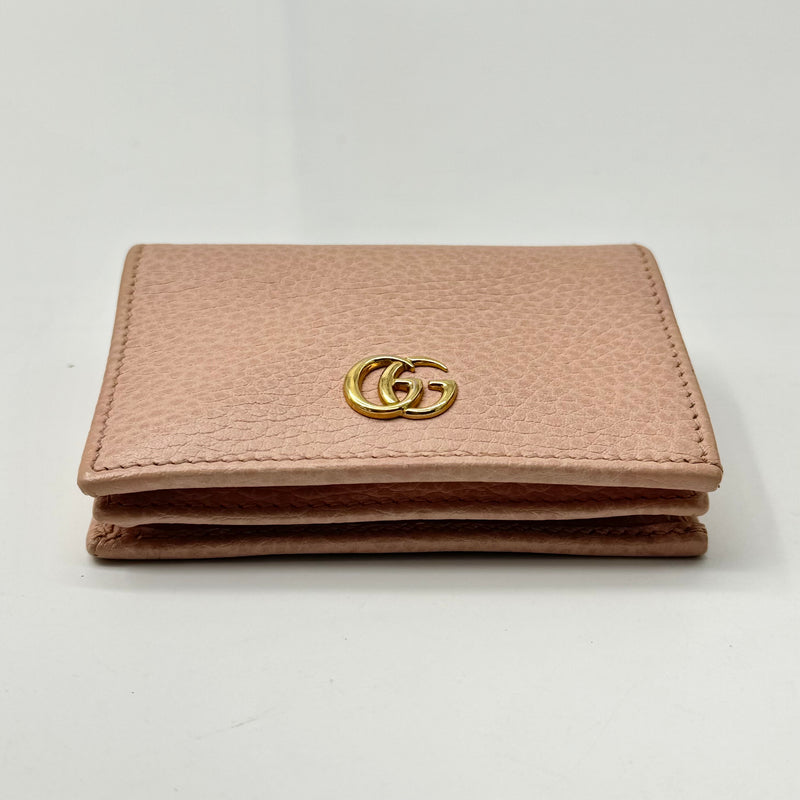 GUCCI Dollar Calfskin GG Marmont Card Case Perfect Pink