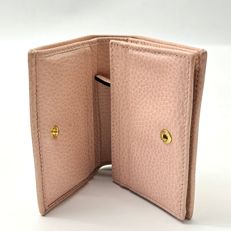 GUCCI Dollar Calfskin GG Marmont Card Case Perfect Pink