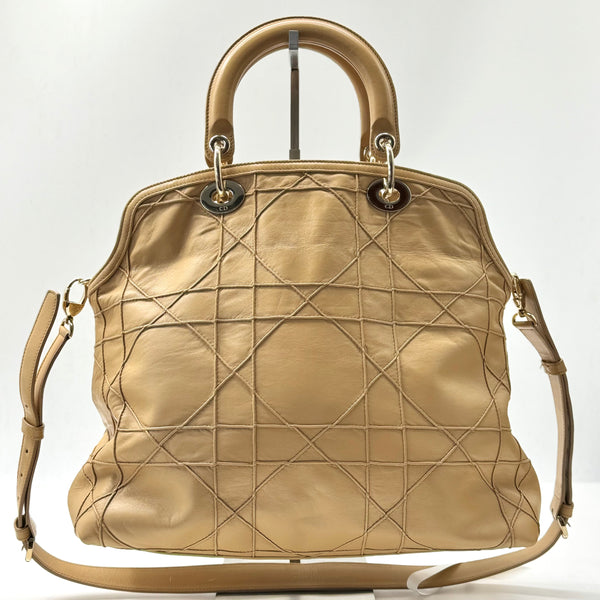 Christian Dior Granville Satchel Cannage Quilt Leather Medium