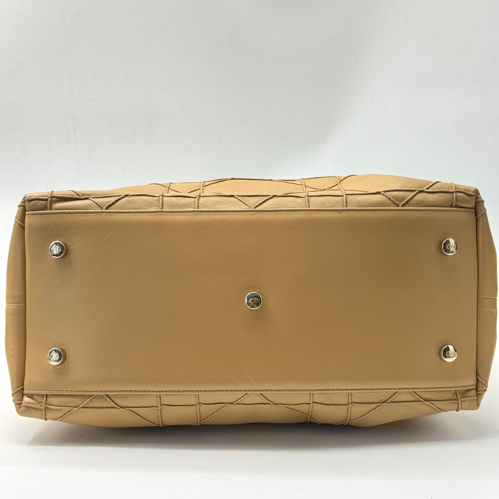 Christian Dior Lambskin Cannage Medium Granville Tote Beige