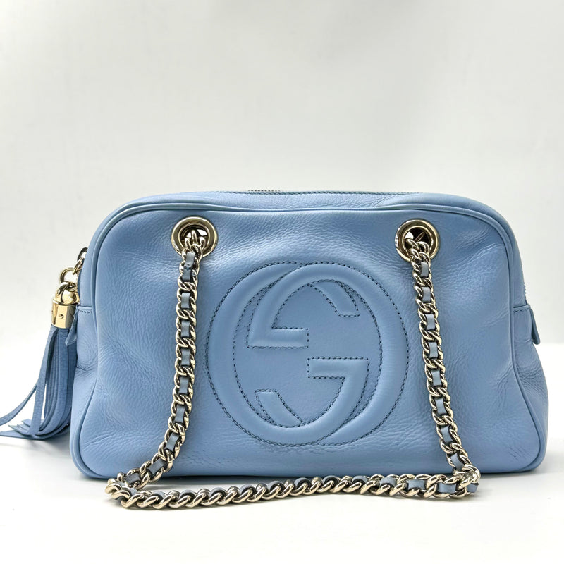 Gucci Suede Soho Interlocking G Logo Shoulder Bag