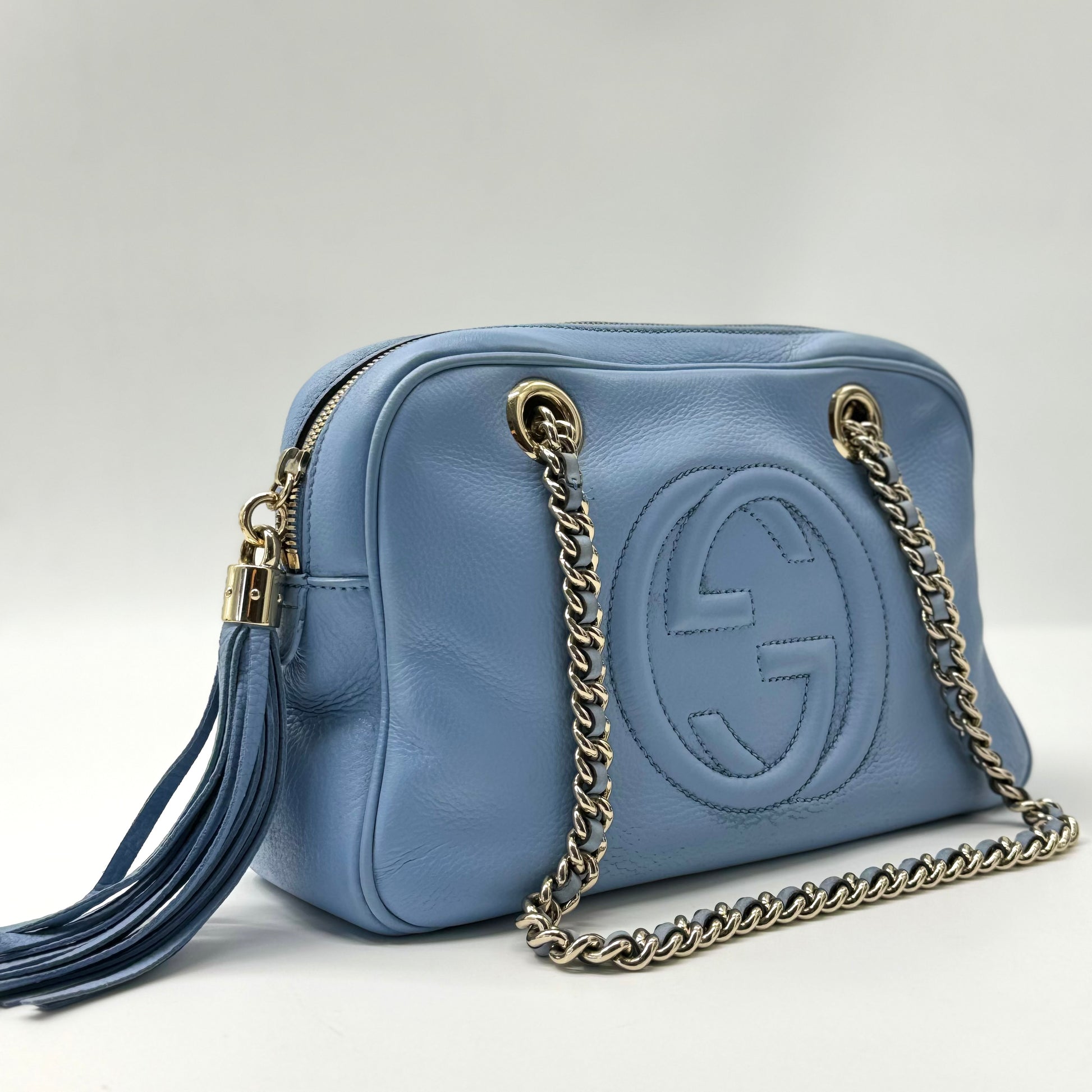 Gucci Suede Soho Interlocking G Logo Shoulder Bag