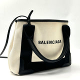 Balenciaga Small Navy Cabas Bag Off-white Canvas