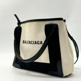 Balenciaga Small Navy Cabas Bag Off-white Canvas