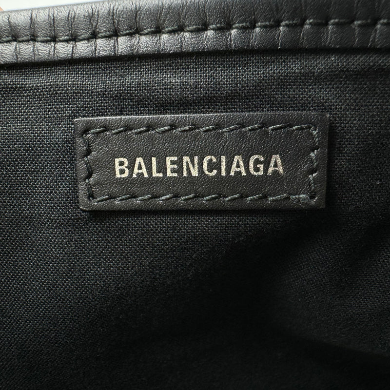 Balenciaga Small Navy Cabas Bag Off-white Canvas