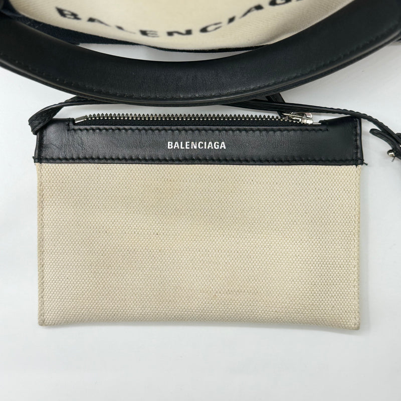 Balenciaga Small Navy Cabas Bag Off-white Canvas