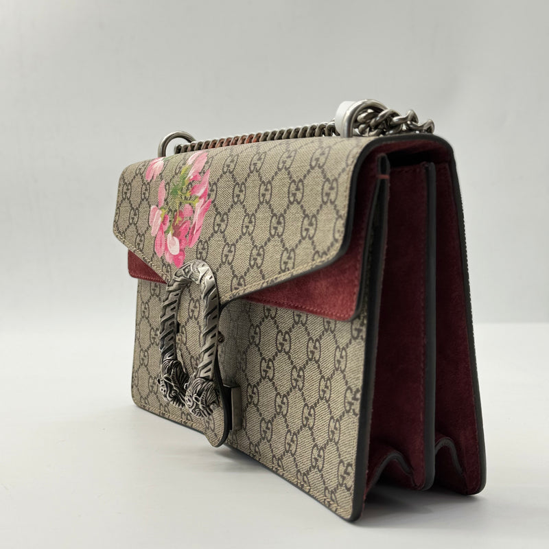 GUCCI GG Supreme Monogram Blooms Small Dionysus Shoulder Bag Beige Multicolor Dry Rose