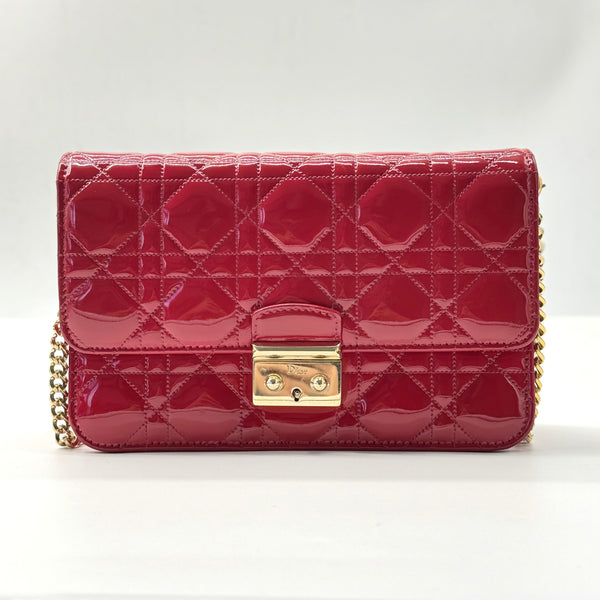 Patent Cannage Miss Dior Promenade Pouch Red