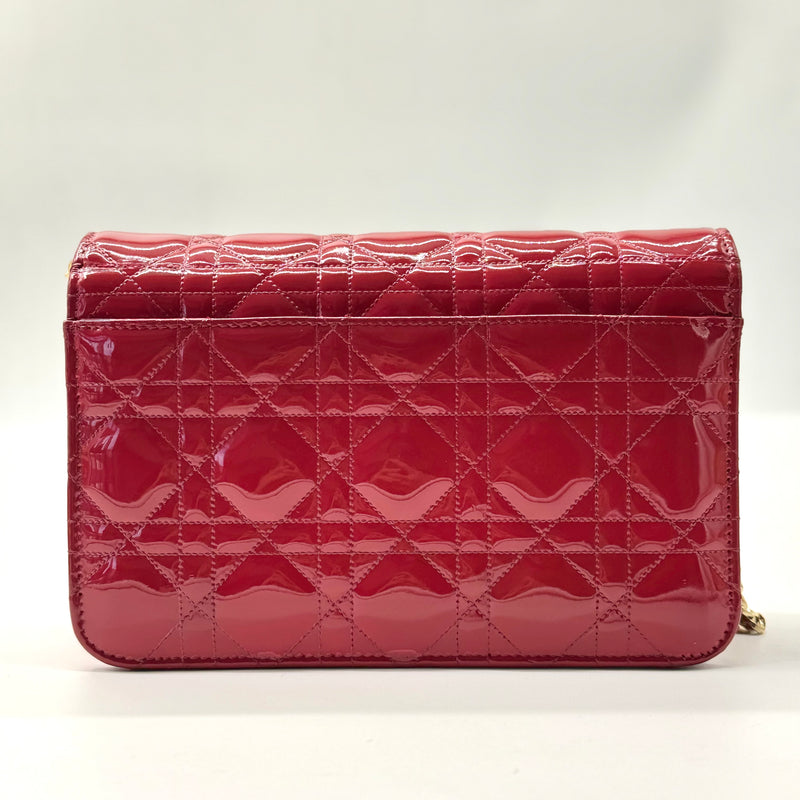 Patent Cannage Miss Dior Promenade Pouch Red