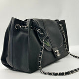 Chanel Vintage Black Nubuck Leather Shoulder Handbag With Camellia Feature