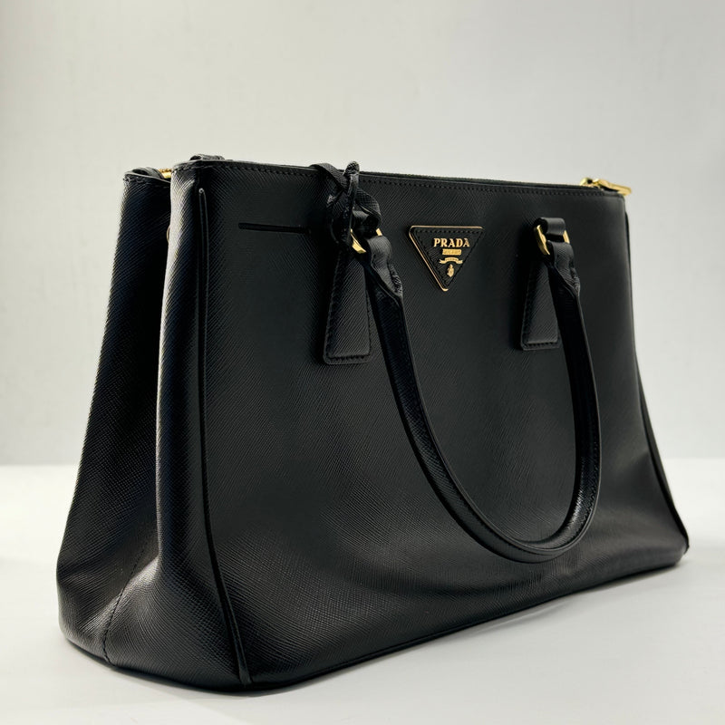 PRADA Saffiano Medium Galleria Double Zip Tote Black