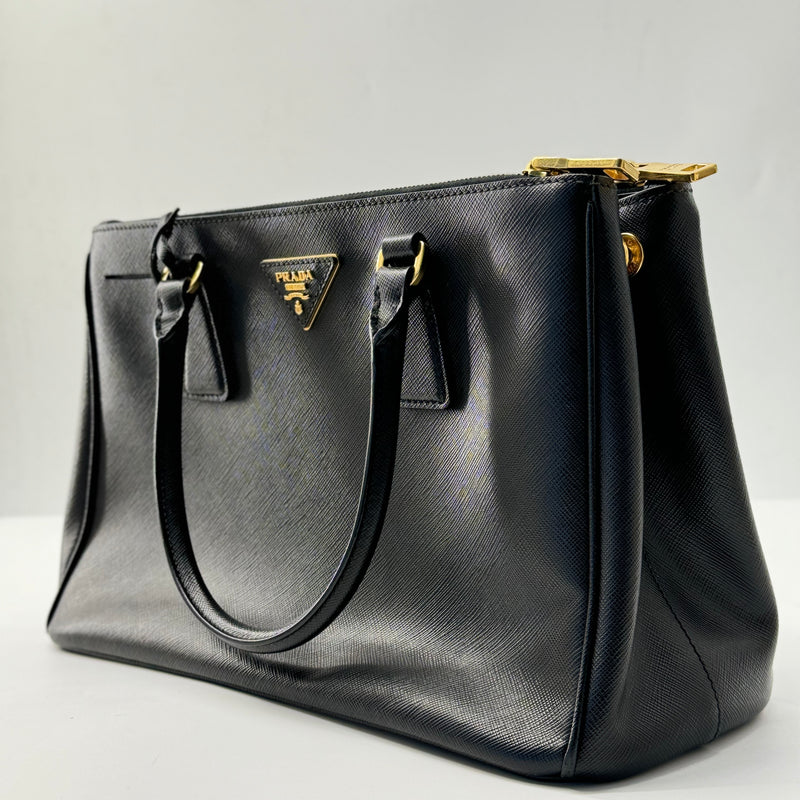 PRADA Saffiano Medium Galleria Double Zip Tote Black