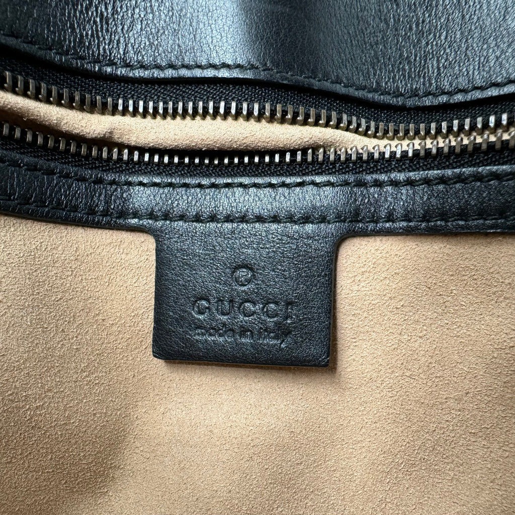 GUCCI Calfskin Matelasse Studded Small Pearly GG Marmont Shoulder Bag Black