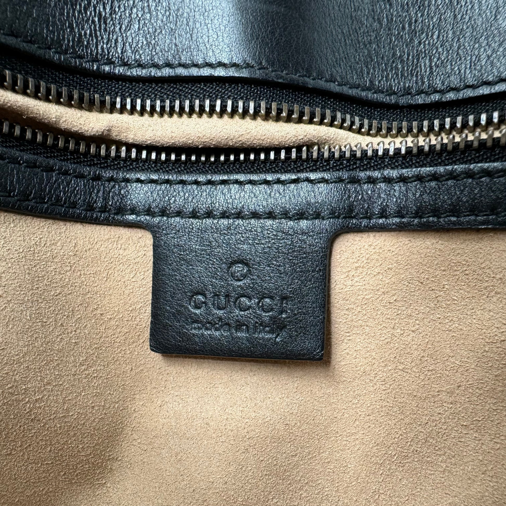 GUCCI Calfskin Matelasse Studded Small Pearly GG Marmont Shoulder Bag Black