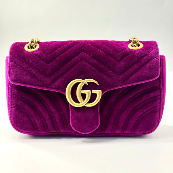 Gucci GG Marmont Flap Bag Matelasse Velvet Mini