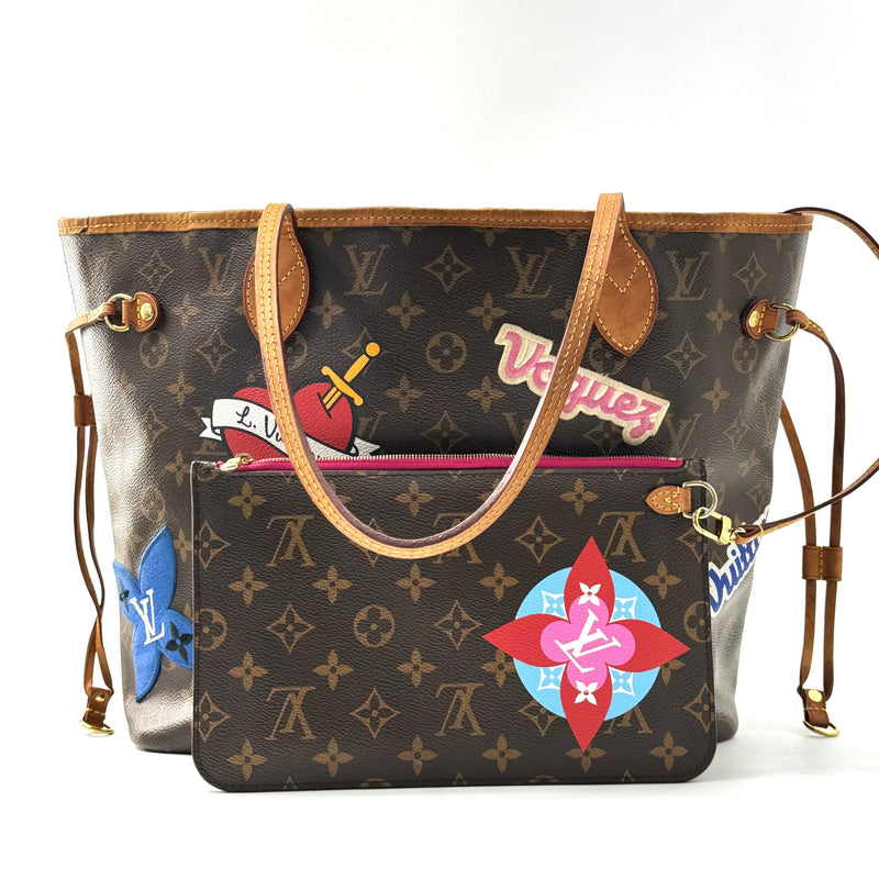 Louis Vuitton Neverfull NM Tote Limited Edition Patches Monogram Canvas MM