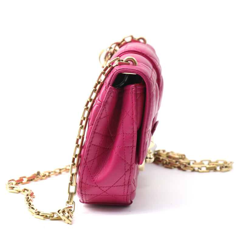 Dior Fuchsia Cannage Quilted Leather Large Miss Dior Flap Bag