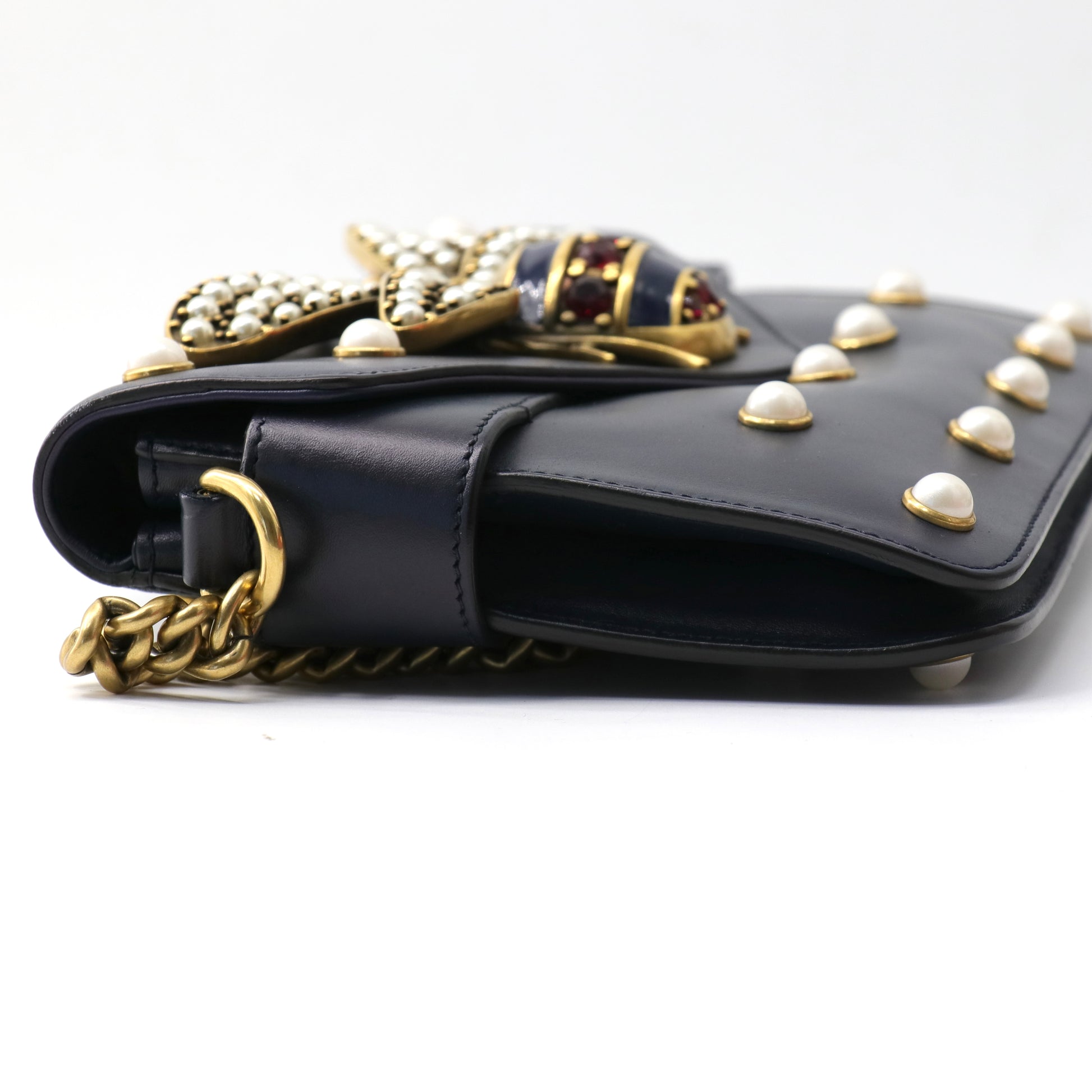 Broadway Pearly Bee Shoulder Bag Embellished Leather Mini