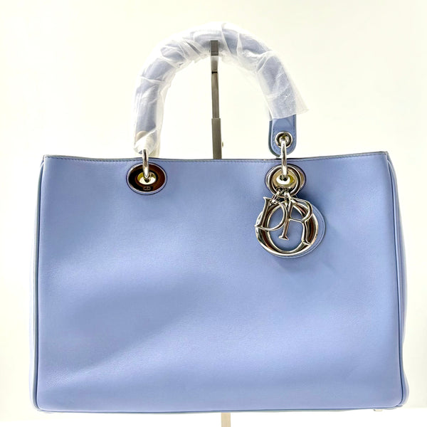 CHRISTIAN DIOR  Smooth Calfskin Medium Diorissimo Tote Lavender Jaune Fluo