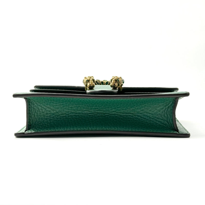 GUCCI  Calfskin Mini Dionysus Chain Wallet Emerald