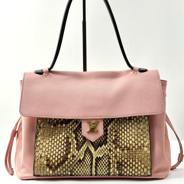 LOUIS VUITTON Calfskin Snakeskin Lockme MM Rose Ballerine