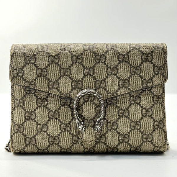 GG Supreme Monogram Mini Dionysus Chain Wallet Beige Taupe