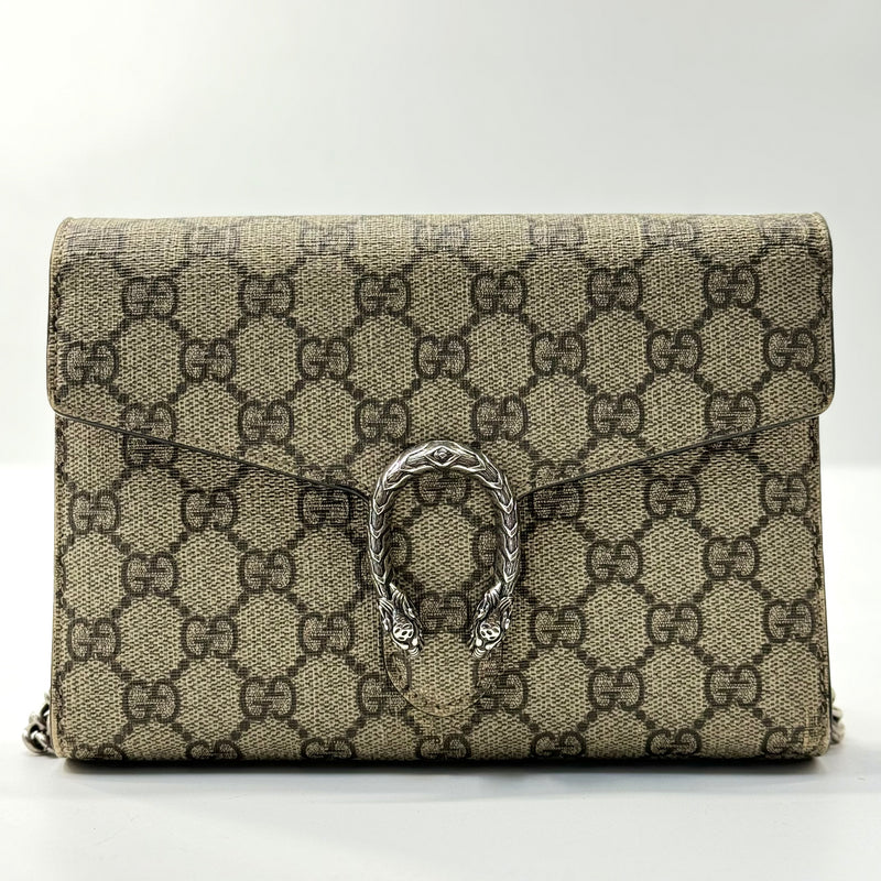 GG Supreme Monogram Mini Dionysus Chain Wallet Beige Taupe