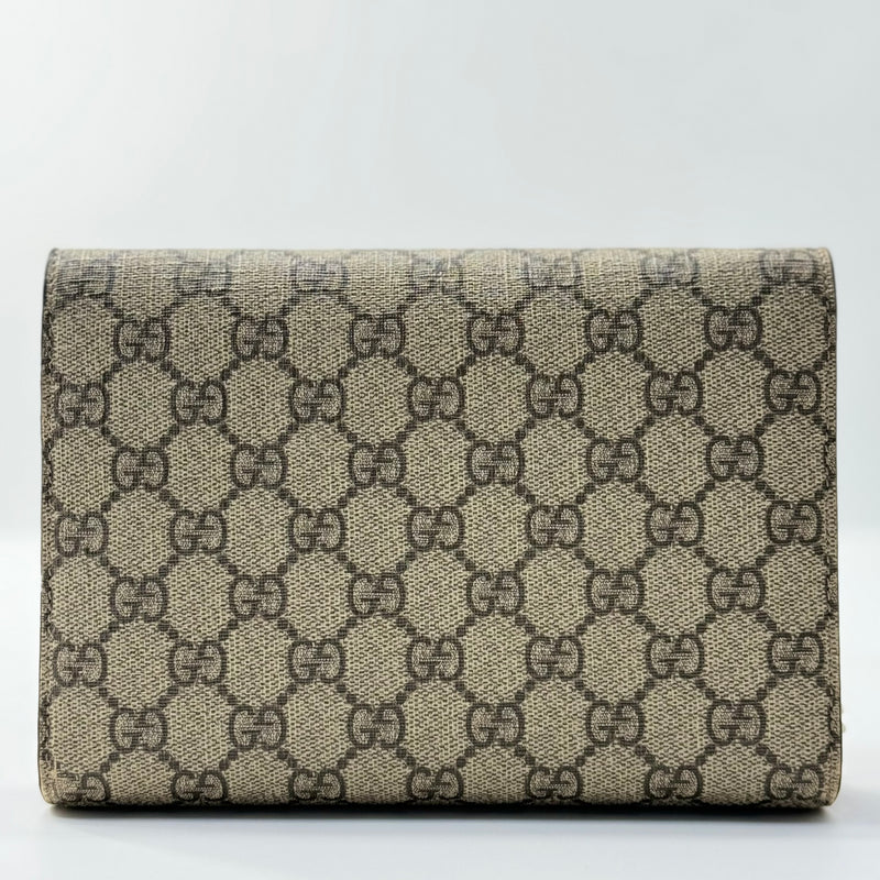 GG Supreme Monogram Mini Dionysus Chain Wallet Beige Taupe