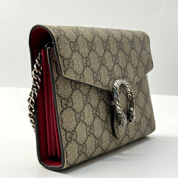 GG Supreme Monogram Mini Dionysus Chain Wallet Beige Taupe