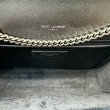 SAINT LAURENT Smooth Calfskin Medium Classic Monogram Kate Tassel Satchel Marine