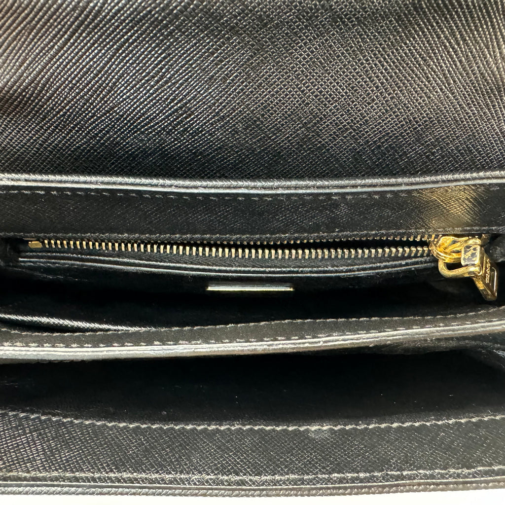Prada Chain Lock Shoulder Bag Saffiano Leather Small