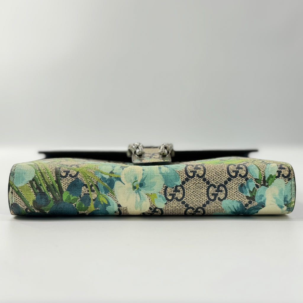 Dionysus Chain Wallet Blooms Print GG Coated Canvas Small