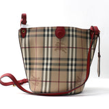 Burberry Lorne Bucket Bag Haymarket Coated Canvas Small