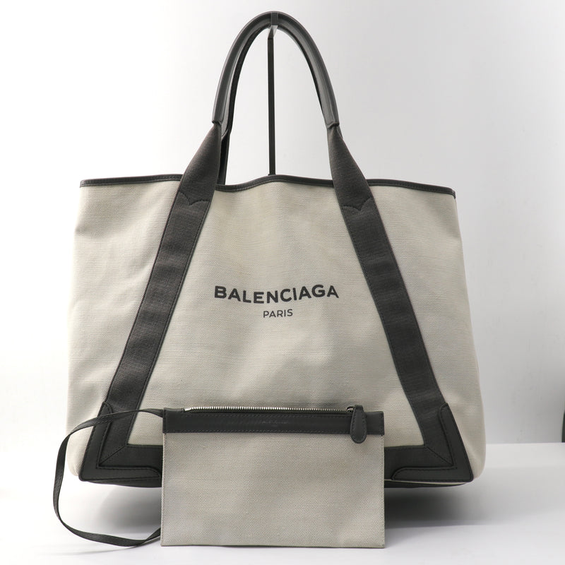 Balenciaga Navy Cabas Canvas and Leather