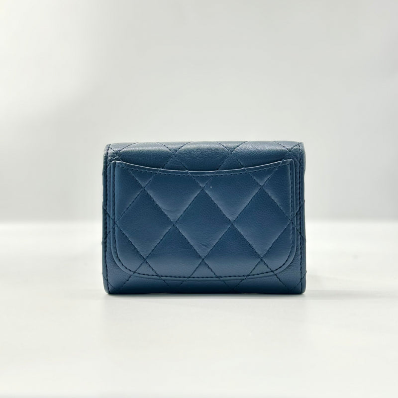 Classic Trifold Flap Wallet Quilted Lambskin Small