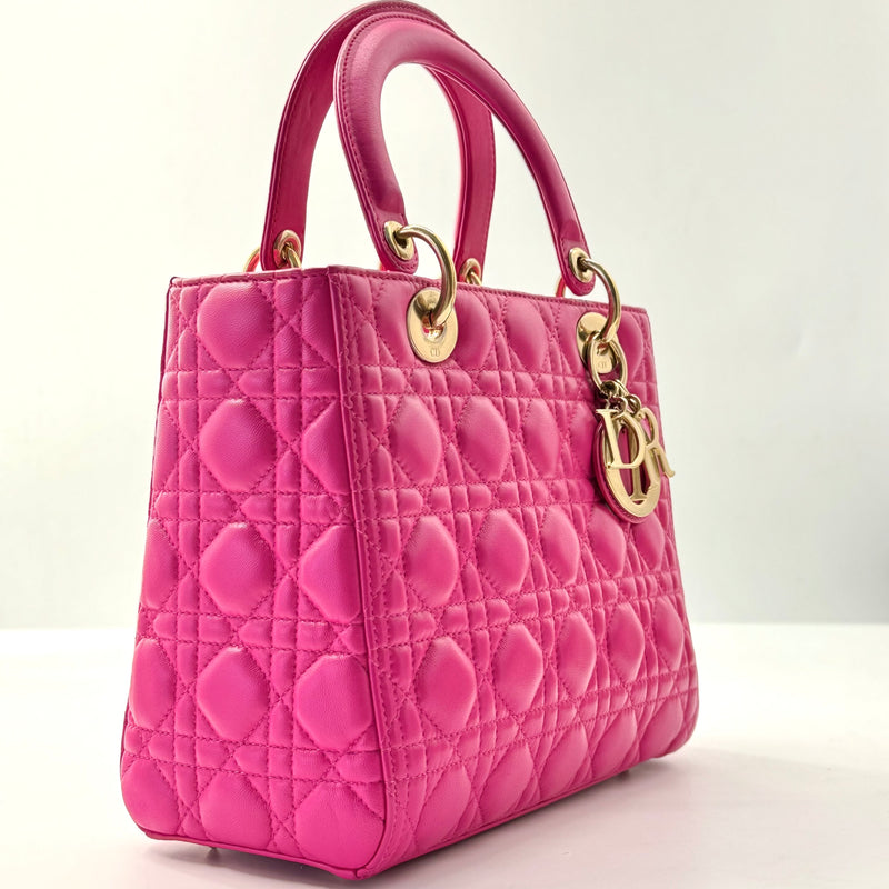 Lambskin Cannage Lady Dior Fuchsia