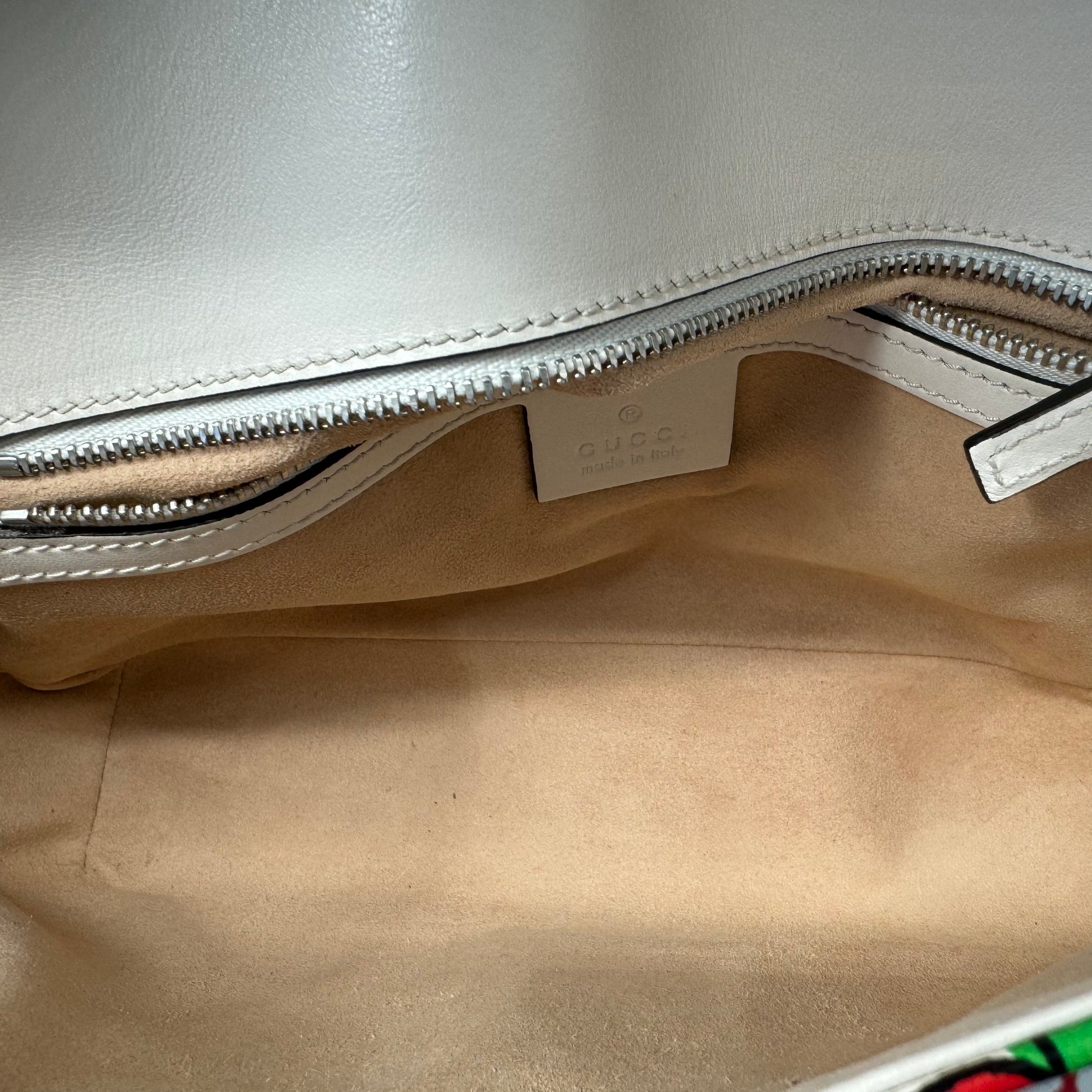 Calfskin Matelasse Diagonal GG Apple Small GG Marmont Shoulder Bag Ivory