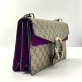 GG Supreme Monogram Suede Small Dionysus Shoulder Bag Purple