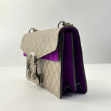 GG Supreme Monogram Suede Small Dionysus Shoulder Bag Purple