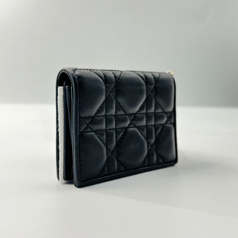 Mini Lady Dior Gardenia Wallet Black Cannage