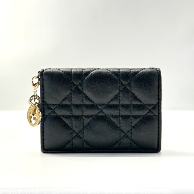 Mini Lady Dior Gardenia Wallet Black Cannage