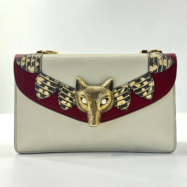 Broche Flap Bag Leather with Snakeskin Small