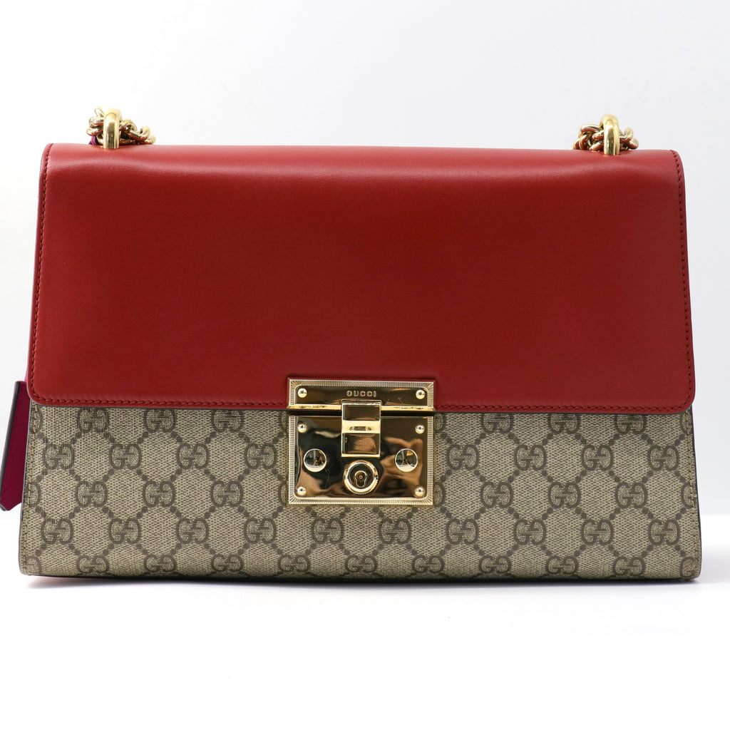 Padlock Shoulder Bag Blooms Print GG Coated Canvas Medium