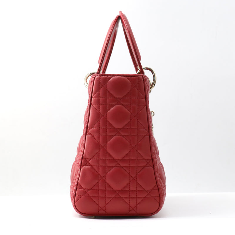 Lambskin Cannage Medium Lady Dior Red