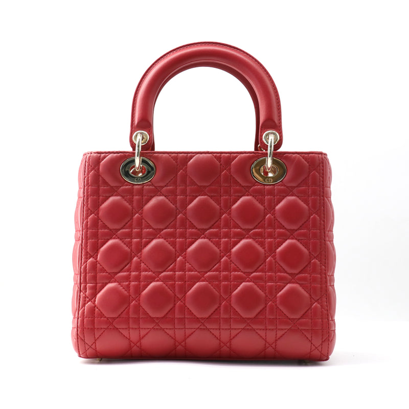 Lambskin Cannage Medium Lady Dior Red