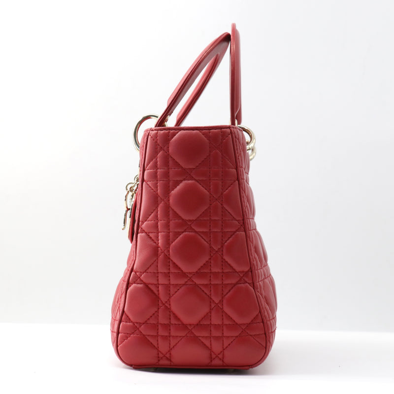 Lambskin Cannage Medium Lady Dior Red